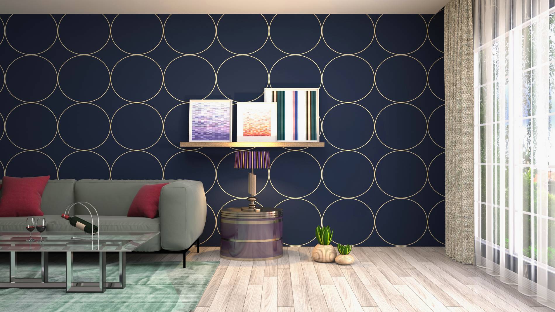 Illustration of the living room interior Peinture de façade